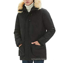 down alternative coat, men's mountain thicken lined fur hooded long parka padded jacket